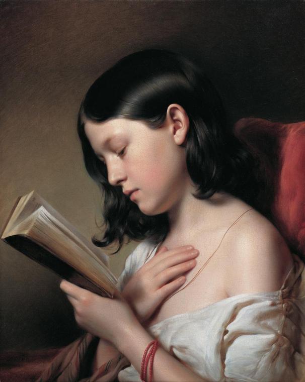 Franz Eybl, Lesendes Mädchen, 1850, Öl auf Leinwand, 53 x 41 cm, Belvedere, Wien, Inv.-Nr. 7333