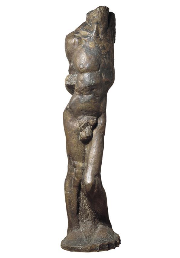 Alfred Hrdlicka, Torso eines stehenden Jünglings, 1957, Bronze, 183 cm, Artothek des Bundes, Da ...
