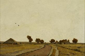 Rudolf Ribarz, Holländische Landschaft mit Gehöften, 1877, Öl auf Holz, Belvedere, Wien, Inv.-N ...