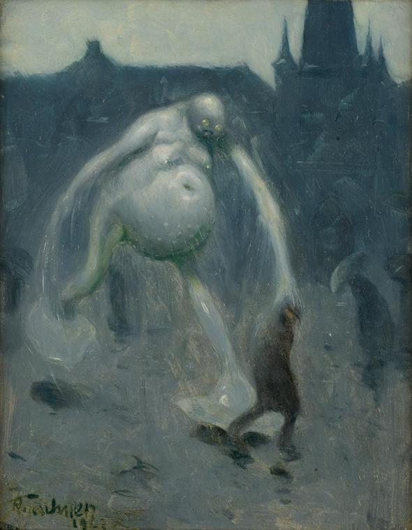 Richard Teschner, Platzregen, 1907, Öl auf Holzfurnierplatte, 21 x 17 cm, Belvedere, Wien, Inv. ...