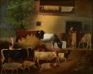 Michael Neder, Die Heimkehr der Herde, 1844, Öl auf Holz, 41,5 x 52 cm, Belvedere, Wien, Inv.-N ...