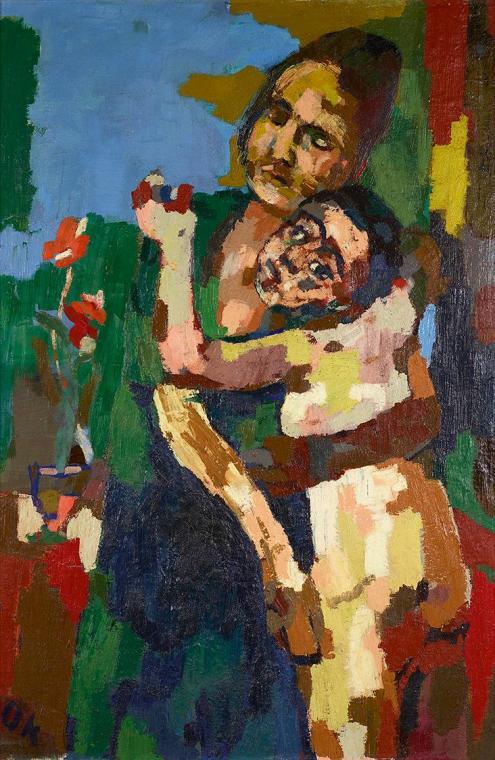 Oskar Kokoschka, Mutter und Kind, einander umarmend, 1922, Öl auf Leinwand, 121 x 81 cm, Belved ...