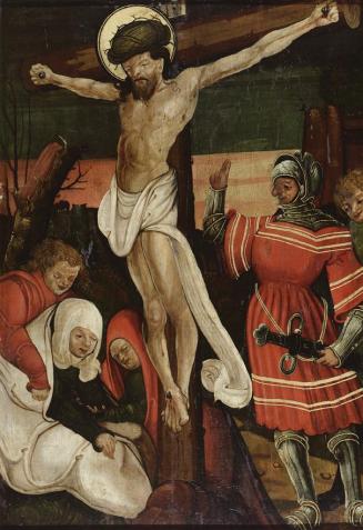 Donauländischer Maler, Kreuzigung Christi, um 1510/1520, Malerei auf Laubholz (wahrscheinlich L ...