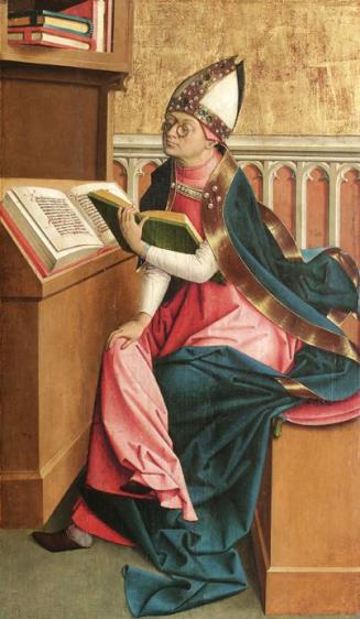 Meister von Großgmain, Hl. Augustinus, um 1498, Malerei auf Tannenholz, 67 x 39,5 cm, Belvedere ...