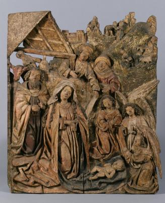 Narziss von Bozen (Werkstatt), Geburt Christi, um 1485, Zirbenholz, Reste originaler Fassung, 9 ...