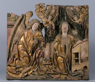 Hans Klocker (Werkstatt), Verkündigung an Maria, um 1485, Zirbenholz, gefasst, vergoldet, 92 x  ...