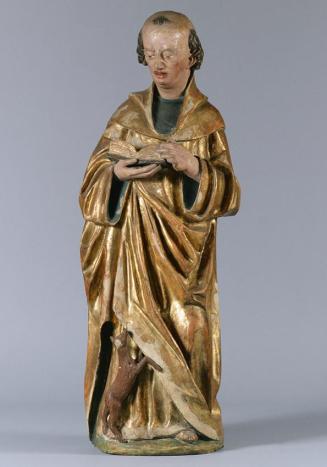 Salzburger Bildhauer, Hl. Ägydius, um 1490, Ton, originale Fassungsreste, vergoldet, H: 103 cm, ...
