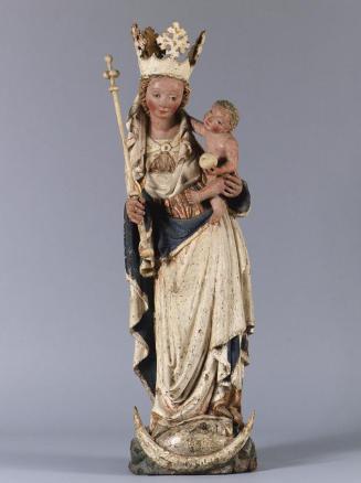 Steirischer Bildschnitzer, Maria auf der Mondsichel, um 1430, Lindenholz, gefasst, Details verg ...