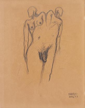 Herbert Brandl, Akt, 1977, Bleistift auf Papier, Blattmaße: 39,7 × 30,7 cm, Belvedere, Wien, In ...