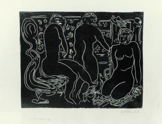 Robert Keil, Drei Frauen, 1967, Linolschnitt, 46 x 62 cm, Belvedere, Wien, Inv.-Nr. 9120