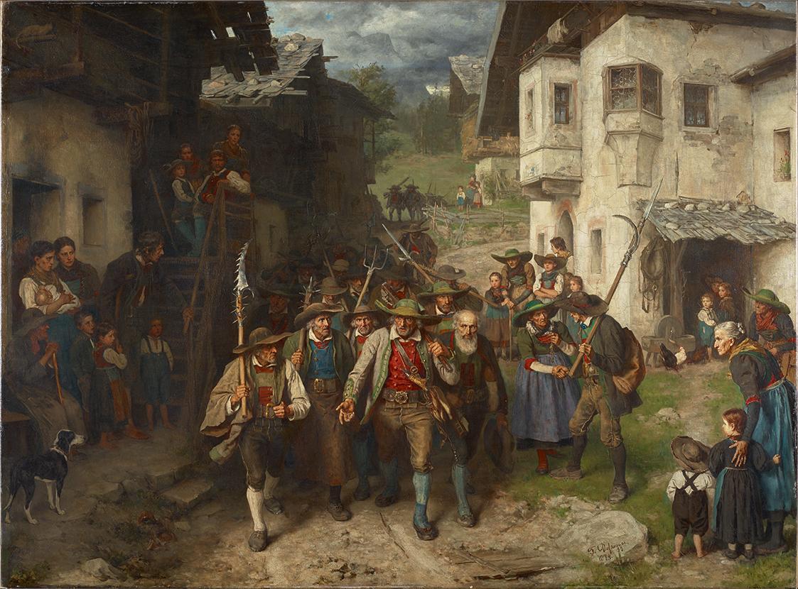 Franz von Defregger, Das letzte Aufgebot, 1874, Öl auf Leinwand, 139 x 191 cm, Belvedere, Wien, ...