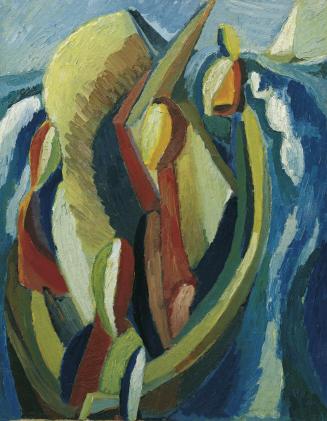 Kurt Weber, Fischer im Sturm, 1935, Öl auf Leinwand, auf Holzfaserplatte kaschiert, 82 × 65,5 c ...