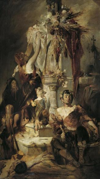 Hans Makart, Barbarische Huldigungsszene, um 1880, Öl auf Leinwand, 330 x 185 cm, Belvedere, Wi ...