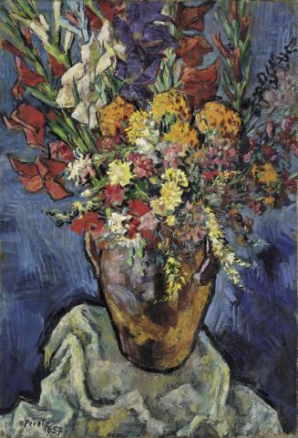 Georg Pevetz, Blumenstrauß mit Gladiolen, 1957, Öl auf Leinwand, 95 x 65 cm, Belvedere, Wien, I ...