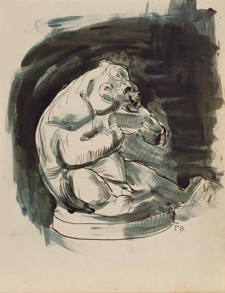 Franz Barwig d. Ä., Sitzender malayischer Bär, 1910/1911, Tusche, Pinsel auf Papier, 29 x 23 cm ...