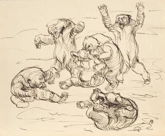 Franz Barwig d. Ä., Raufende Bären, um 1909, Tusche auf Papier, 27,5 x 33,5 cm, Belvedere, Wien ...