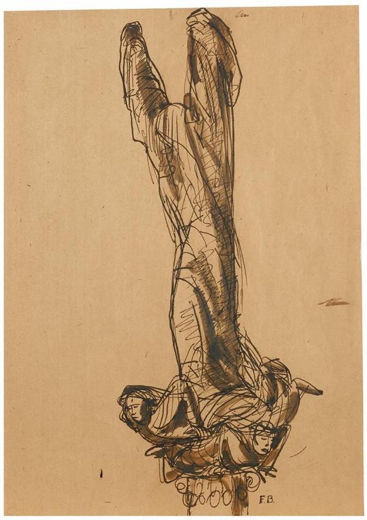Franz Barwig d. Ä., Verhüllte Figur, 1930/1931, Tusche auf Papier, 44 x 31,5 cm, Belvedere, Wie ...