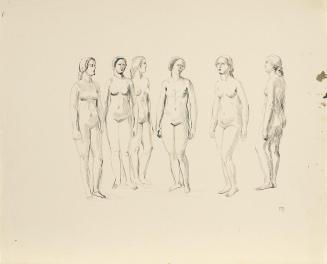 Franz Barwig d. Ä., Sechs weibliche Akte, um 1930, Feder auf Papier, 34 x 42 cm, Belvedere, Wie ...