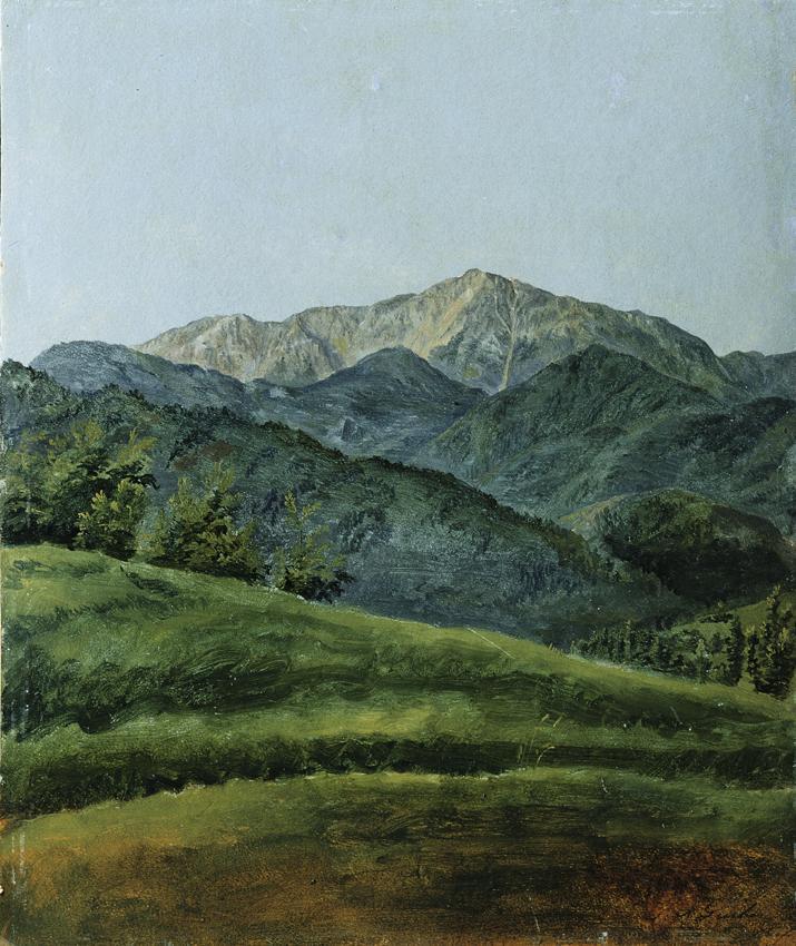 Franz Xaver Gruber, Gebirgslandschaft, Öl auf Papier auf Karton, 31,7 x 26,2 cm, Belvedere, Wie ...