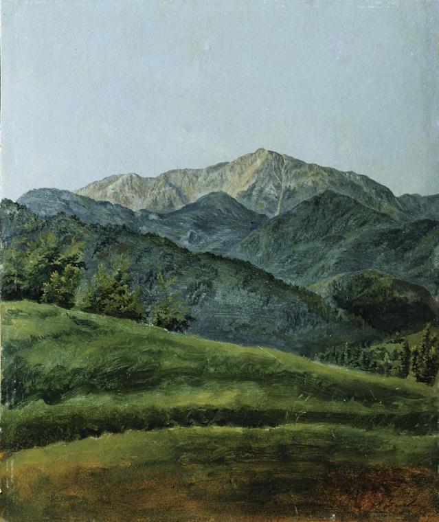 Franz Xaver Gruber, Gebirgslandschaft, Öl auf Papier auf Karton, 31,7 x 26,2 cm, Belvedere, Wie ...