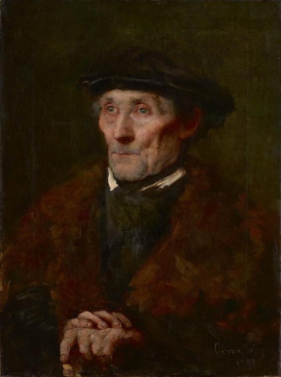 Clementine von Wagner, Bildnis eines alten Mannes, 1898, Öl auf Leinwand, 65,5 x 49,5 cm, Belve ...