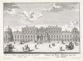 Salomon Kleiner, Ehrenhoffront des oberen Schlosses, 1731, Radierung, Druck in Schwarz auf Papi ...
