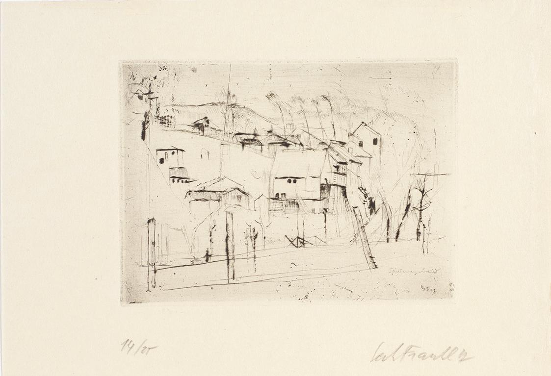 Gerhart Frankl, Siedlungsbau, 1927, Kaltnadelradierung auf Japanpapier, Blattmaße: 22,4 × 30,9  ...