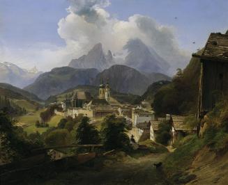 Johann Fischbach, Berchtesgaden mit dem Watzmann, 1836, Öl auf Karton, 27 x 33 cm, Belvedere, W ...