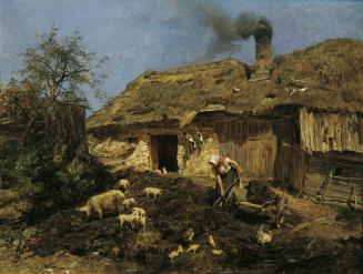 Olga Wisinger-Florian, Arbeit am Bauernhof, um 1888, Öl auf Holz, 55 x 69 cm, Belvedere, Wien,  ...