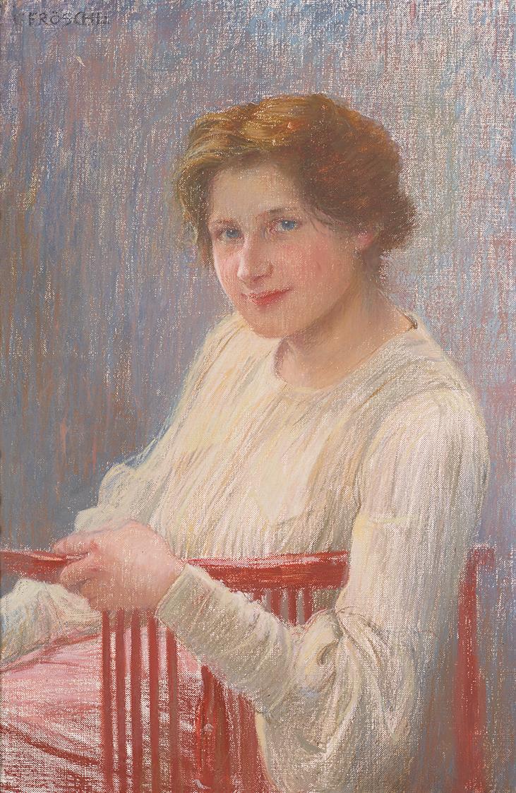Carl Fröschl, Bildnisstudie, um 1902, Gouache, Pastell auf Leinwand, 72 × 48,5 cm, Belvedere, W ...