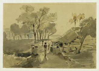 Joseph Selleny, Point de Galle auf Ceylon (Sri Lanka), 1858, Bleistift, Aquarell auf Papier, 12 ...