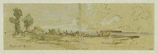 Joseph Selleny, Uferlandschaft der Insel Puinipet (Ponape), Caroline Islands, 1858, Bleistift,  ...