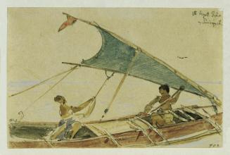 Joseph Selleny, Boot vor der Insel Puinipet (Ponape), Caroline Islands, 1858, Bleistift, Aquare ...