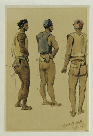 Joseph Selleny, Eingeborene der Stewart Island (Stewartinsel), 1858, Bleistift, Aquarell auf Pa ...
