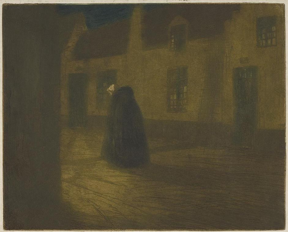 František Šimon, Nocturno (Bruges), vor 1907, Farbradierung, Blattmaße: 26,2 x 30,7 cm, Belvede ...