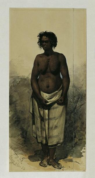 Joseph Selleny, Eingeborenenfrau aus Woolongong (Wollongong), Australien, 1858, Aquarell auf Pa ...