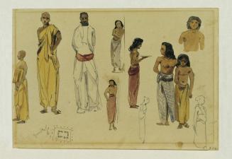 Joseph Selleny, Singhalesische Priester auf Ceylon, 1858, Bleistift, Aquarell auf Papier, 12,4  ...