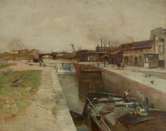 Rudolf Ribarz, Schleuse am Kanal von St. Denis, 1883, Öl auf Leinwand, 64,5 x 81 cm, Belvedere, ...