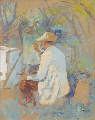 Josef Engelhart, Theodor von Hörmann malend in Taormina, 1894, Tempera, Gouache auf Karton, 49, ...