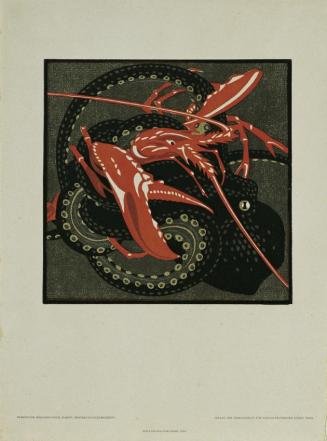 Norbertine Bresslern-Roth, Kampf, 1923, Linolschnitt in Farbe, Belvedere, Wien, Inv.-Nr. 8444