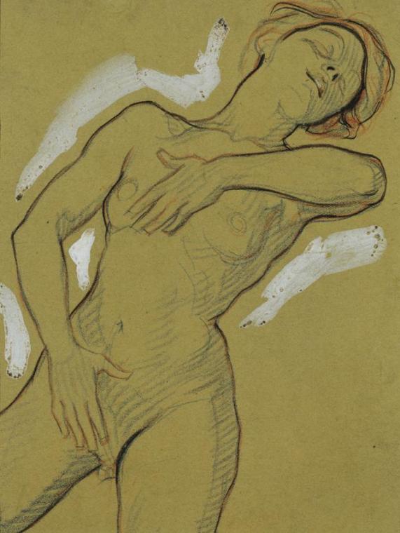 Josef Wawra, Mädchenakt, um 1920, Buntstift und Deckweiß auf Karton, 20 x 15 cm, Belvedere, Wie ...