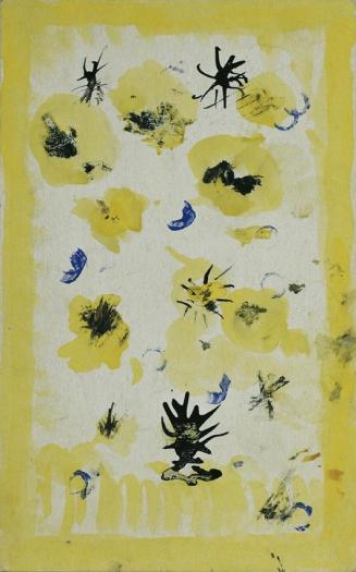 Robert Adolf Libeski, Komposition in Gelb, Blau und Schwarz, 1970, Aquarell auf Papier, 37 x 23 ...