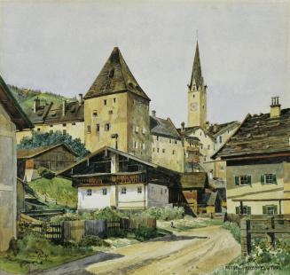 Erwin Pendl, Stadt- und Pflegturm in Kitzbühel, 1903, Aquarell auf Papier, 23,2 × 24,3 cm, Belv ...