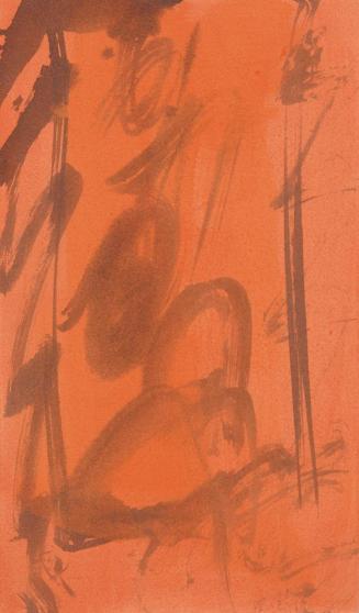 Josef Mikl, Figur auf Orange, 1964, Öl auf Papier, 37 × 22 cm, Schenkung Sammlung Ploner, Belve ...