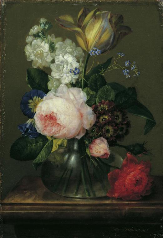 Johann Baptist Drechsler, Kleines Blumenstillleben, 1805, Öl auf Leinwand, 30 x 21 cm, Belveder ...