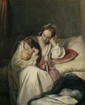 Josef Danhauser, Mutterliebe (Die Gattin des Künstlers mit Kind), 1839, Öl auf Leinwand, 50,7 x ...