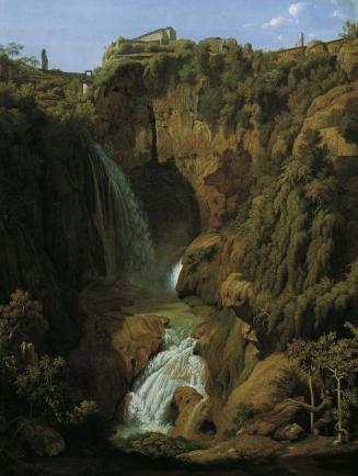 Johann Martin von Rohden, Die Neptungrotte (Wasserfall bei Tivoli), 1809, Öl auf Leinwand, 63 x ...