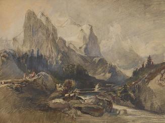 Alexandre Calame, Das Wetterhorn im Berner Oberland, undatiert, Aquarell, Bleistift, 33,5 × 45  ...