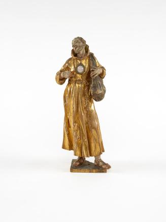 Heiliger Felix von Cantalice, um 1750, Holz, farbig gefasst und vergoldet, 46,5 cm, Belvedere,  ...