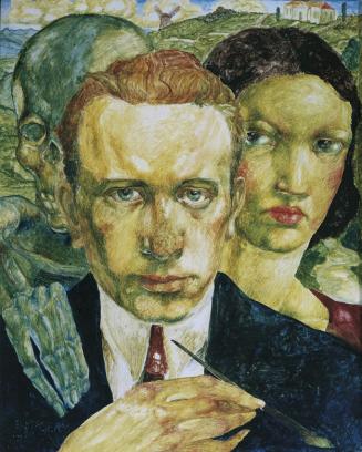 Emil Witasek, Selbstbildnis mit Frau und Tod, 1924, Tempera auf Pappe, 34 x 27 cm, Belvedere, W ...
